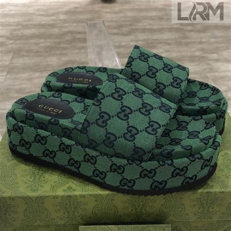 mens green gucci slides|gucci platform slides men.